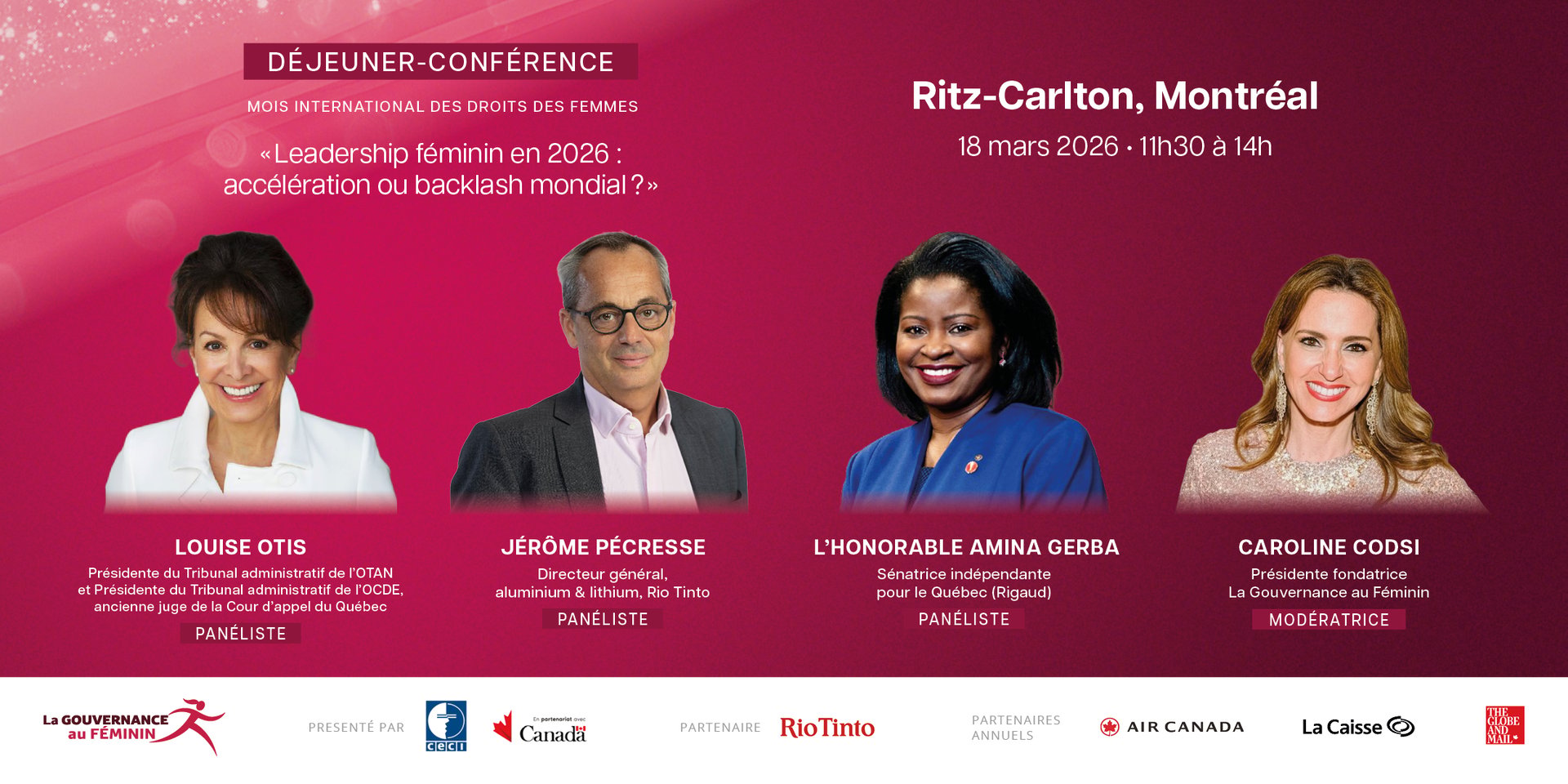 Only a few seats remain for our March 18 event at the Ritz-Carlton Montreal!
