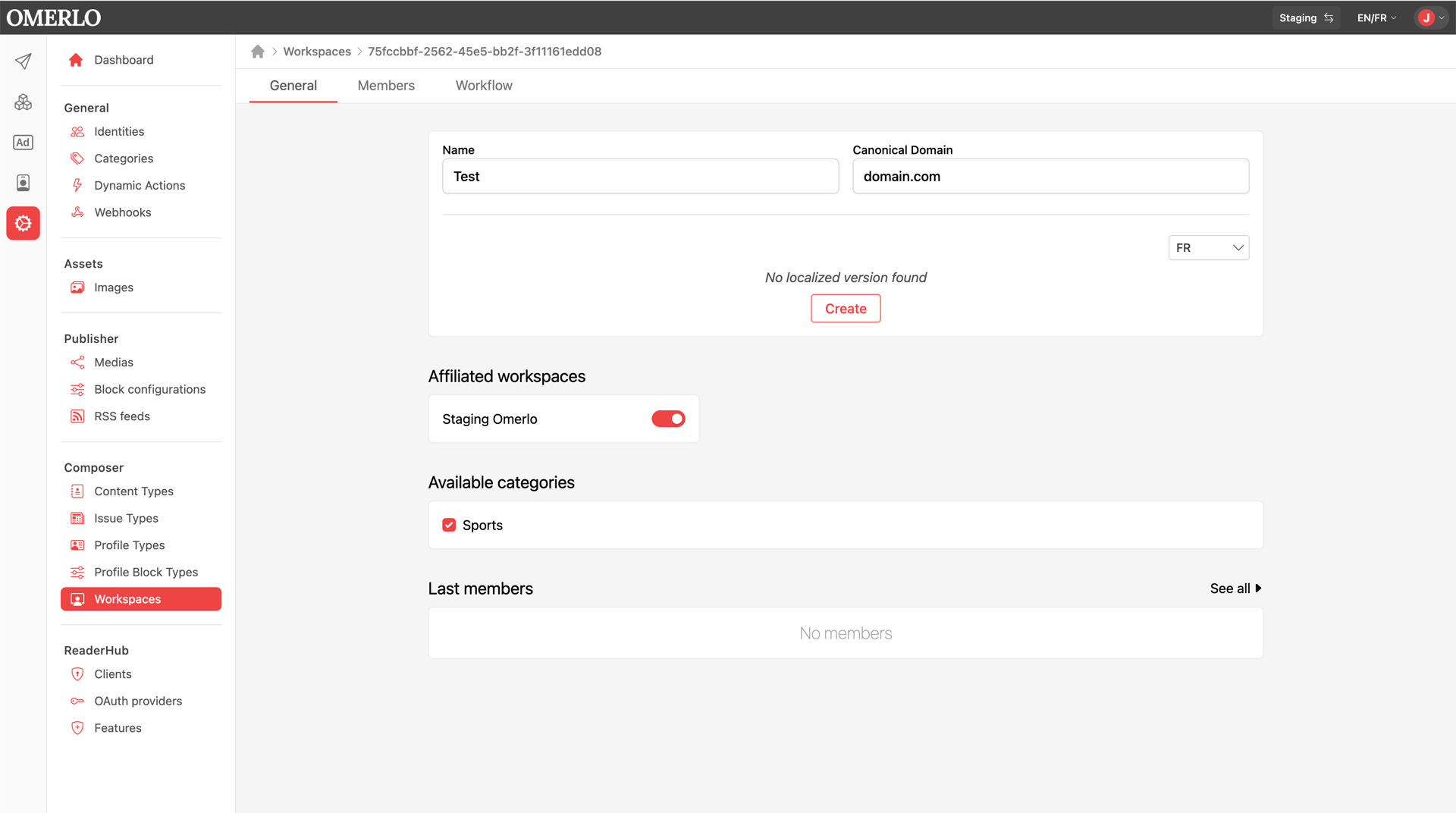 Managing workspaces V6