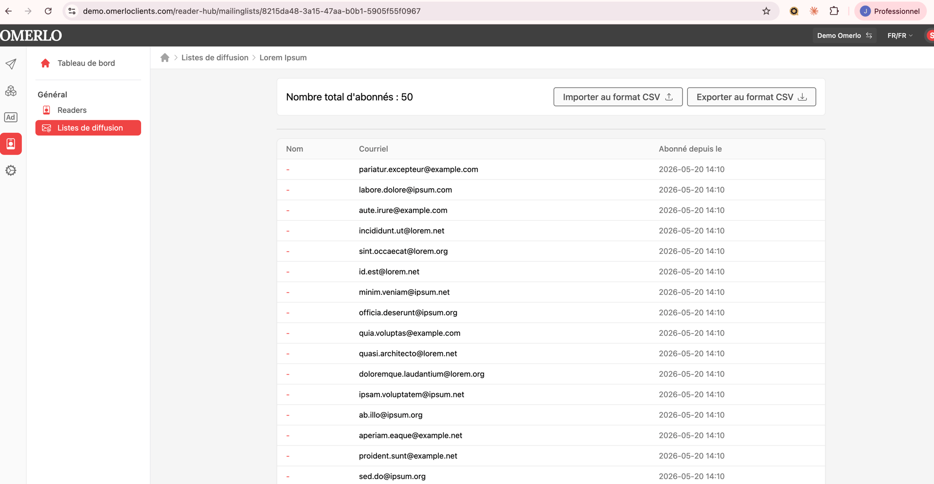 Creating and importing a contact list for newsletters V6