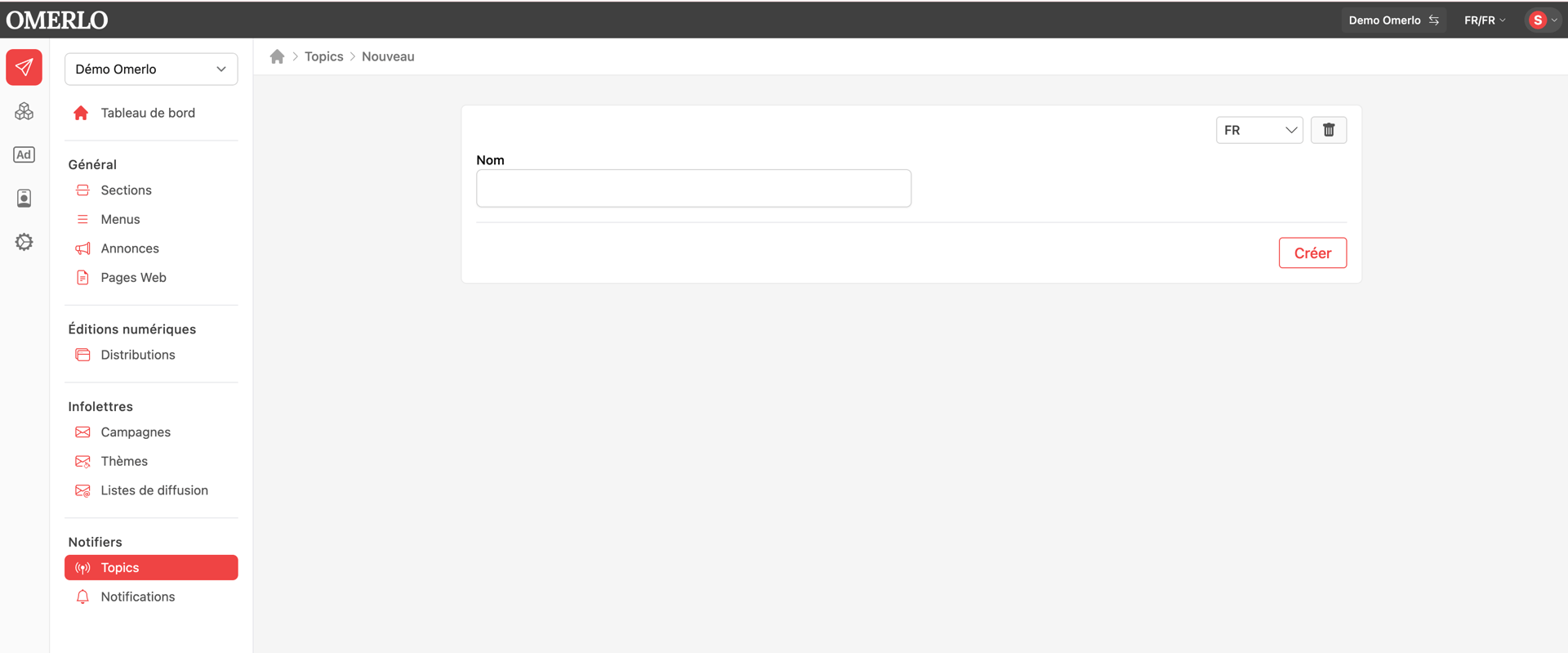 Notifications push : Topics et Notifications V6 (Seulement avec les applications mobiles)