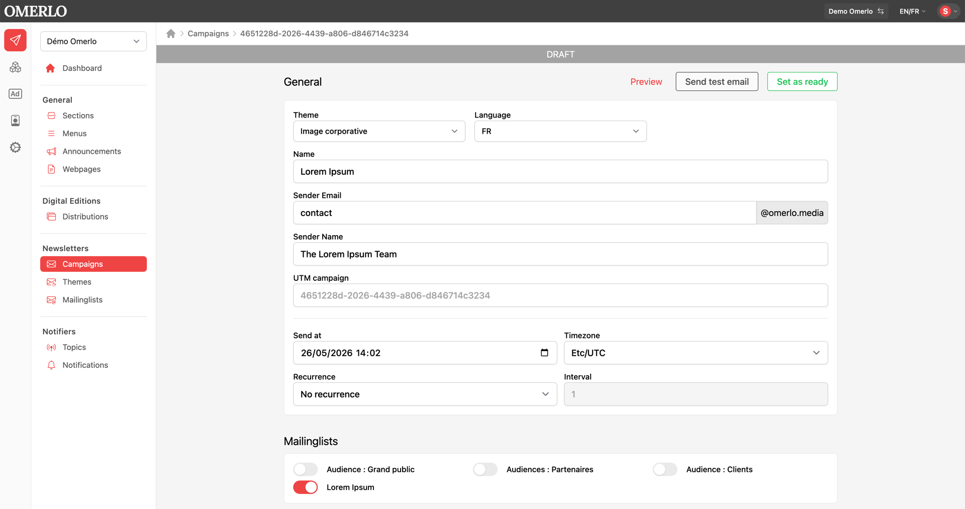 Creating and sending a newsletter campaign V6